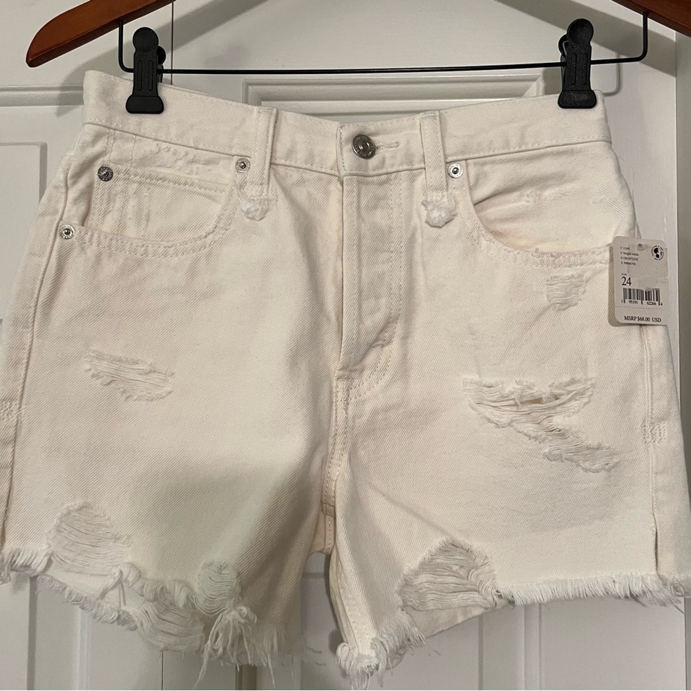We The Free People Twentyfour White Makai Cutoff Denim Shorts NWR 24 #2507 - Picture 5 of 15